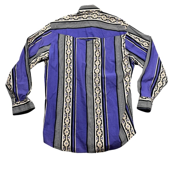 Karman Large Long Sleeve Aztec Purple Black Men's Button Up Button Pockets‎ - Picture 5 of 5